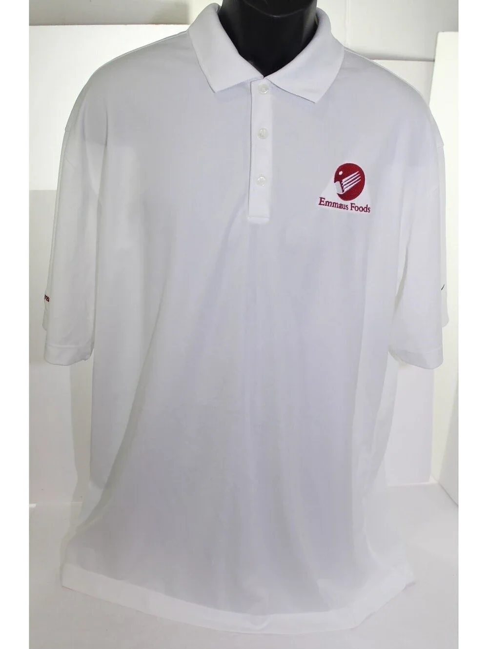 Emmaus Foods The Path To Great Food Nike Golf Dri Fit White Polo Shirt Mens XL
